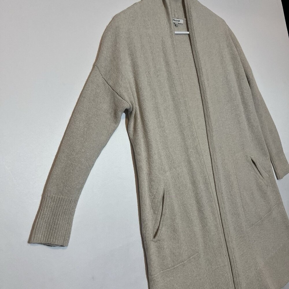 MADEWELL Women Merino Wool Alpaca Blend Knit Cardigan Open Front Beige XS Winter - Picture 7 of 11